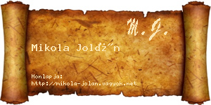 Mikola Jolán névjegykártya